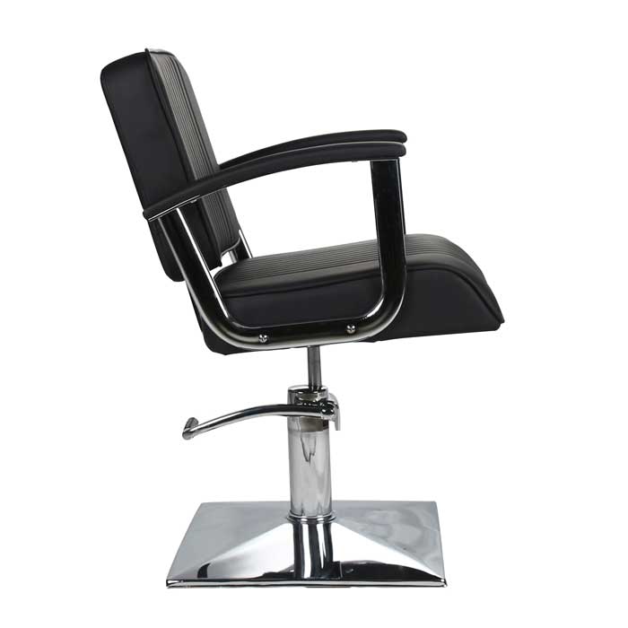 Madison Styling Chair Black with Black Piping and Square Base - Image 4