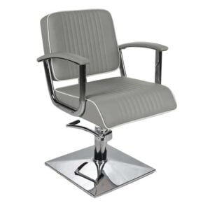 Madison Styling Chair Grey with White Piping and Square Base