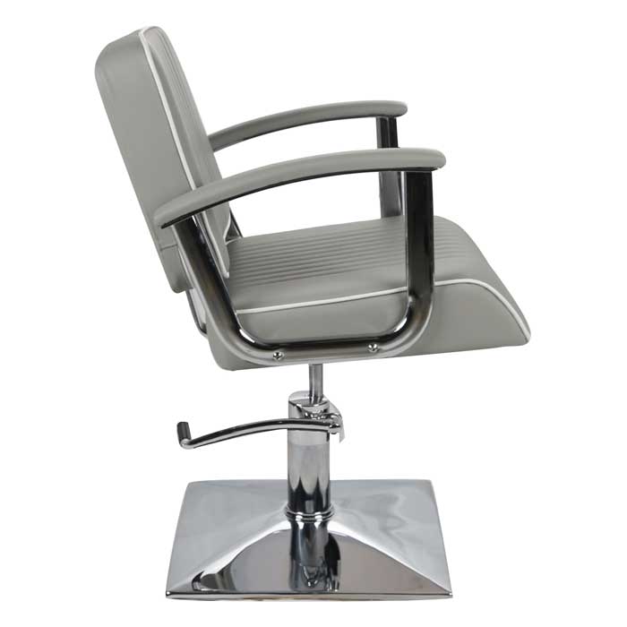 Madison Styling Chair Grey with White Piping and Square Base - Image 5