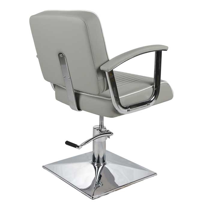 Madison Styling Chair Grey with White Piping and Square Base - Image 2