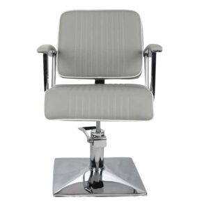 Madison Styling Chair Grey with White Piping and Square Base - Image 4