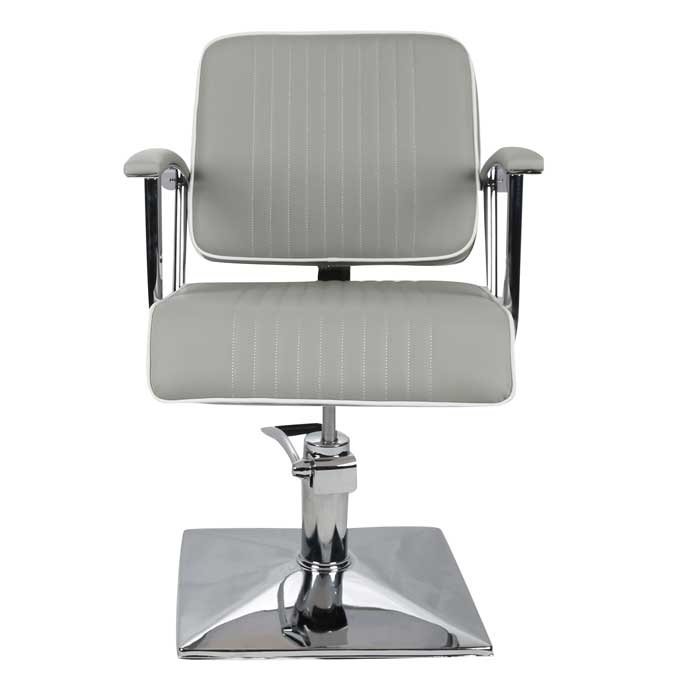 Madison Styling Chair Grey with White Piping and Square Base - Image 4
